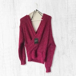 Forever 21 Fuzzy Front Wrap Sweater